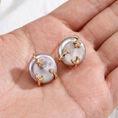 Celestial Pearl Moon & Star Earrings