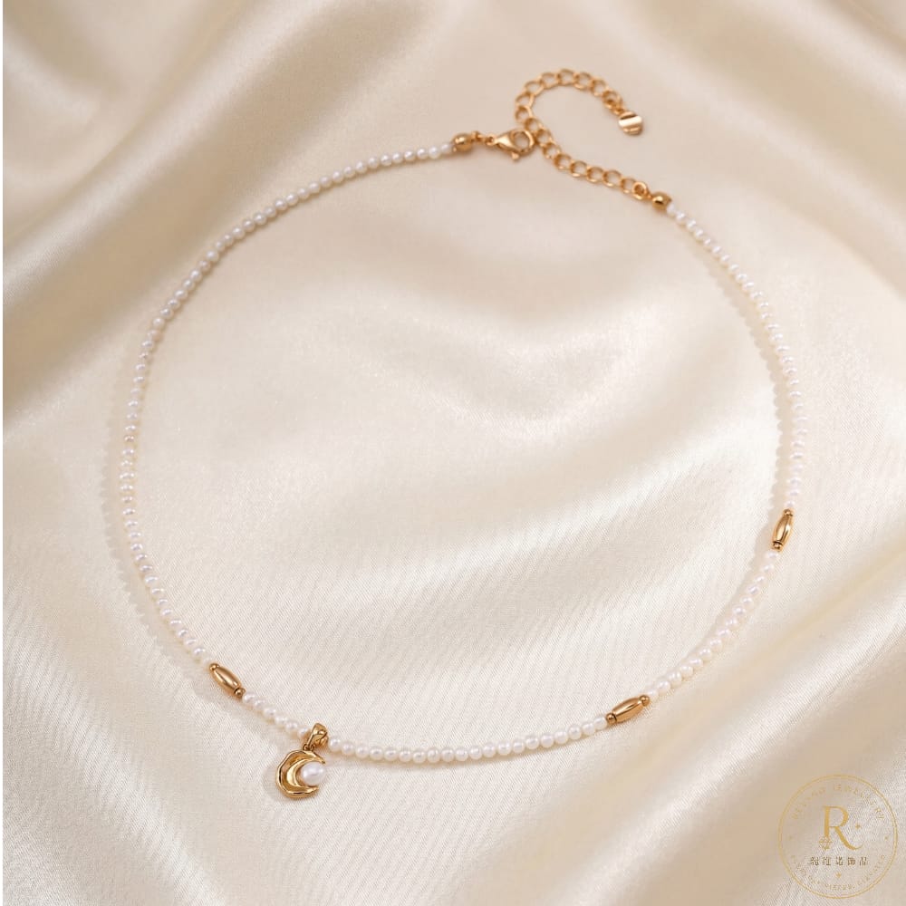 Vintage Moon Pearl Necklace