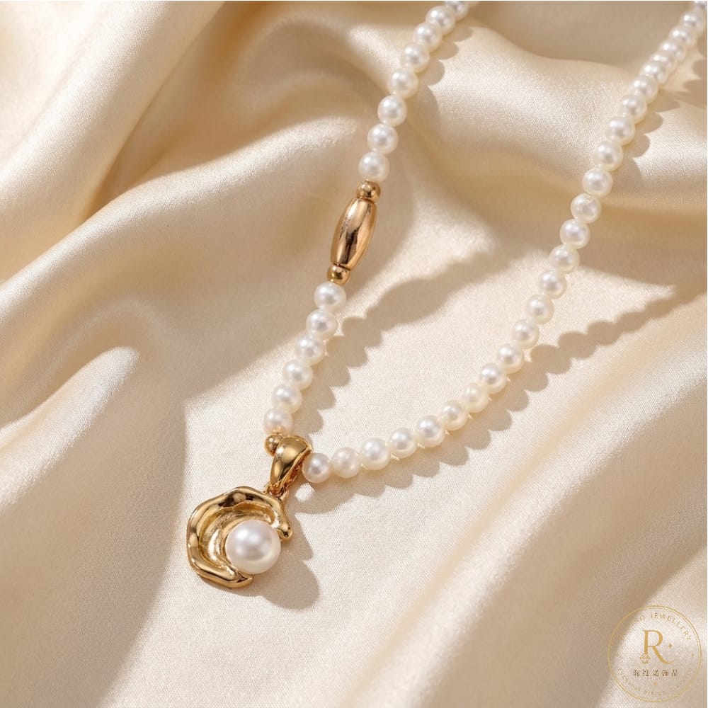Vintage Moon Pearl Necklace