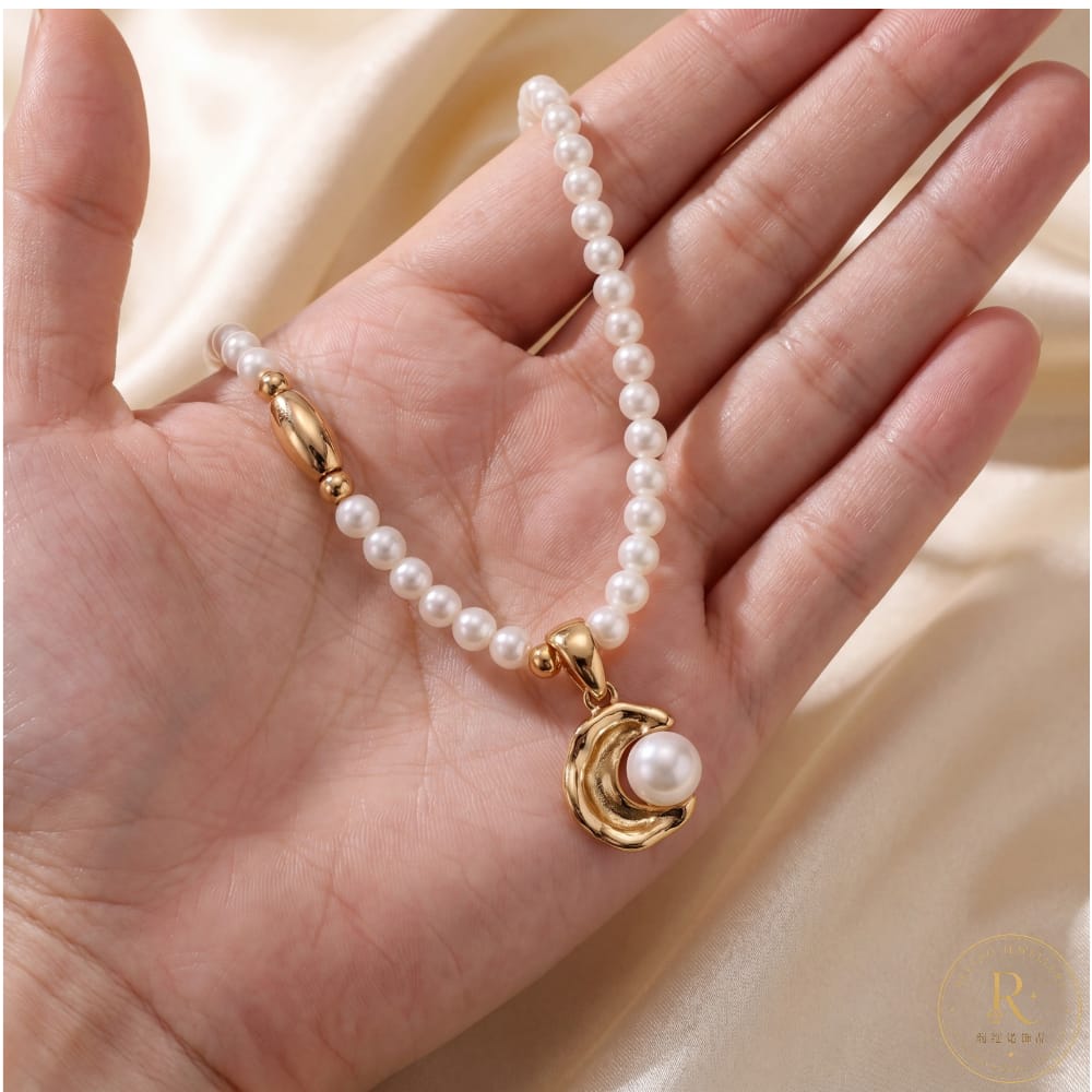 Vintage Moon Pearl Necklace
