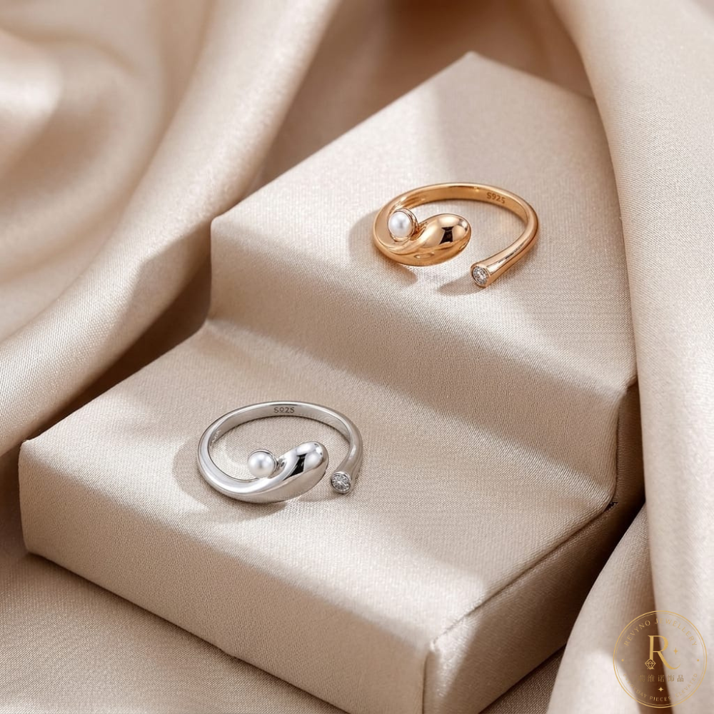 Elegant Pearl Wave Ring