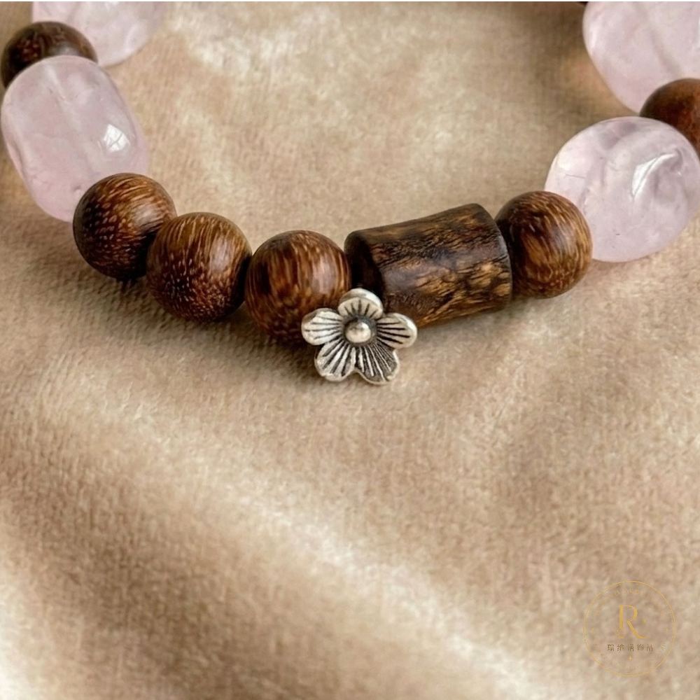 Rose Quartz & Agarwood Bracelet