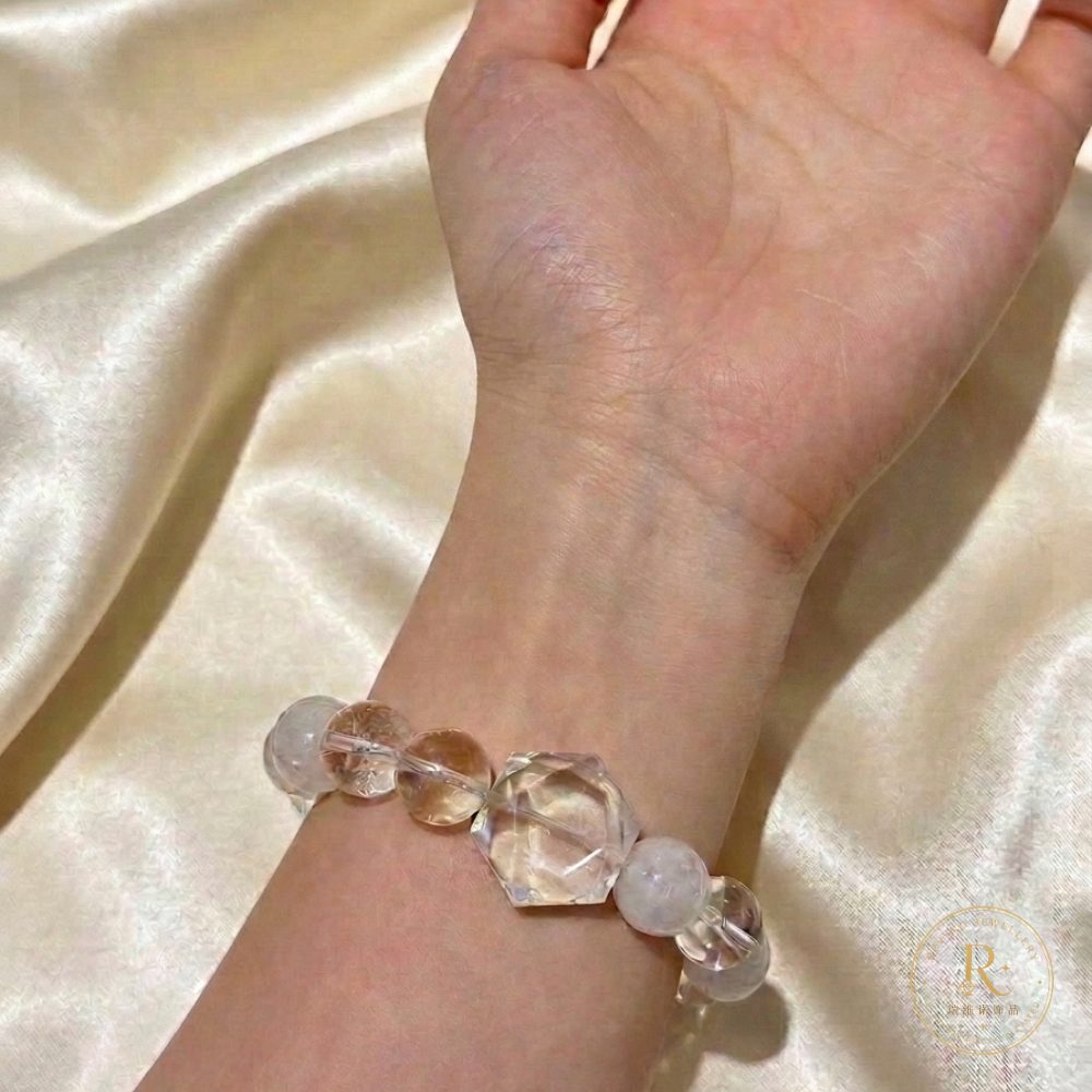 Clear Quartz & White Phantom Quartz Bracelet