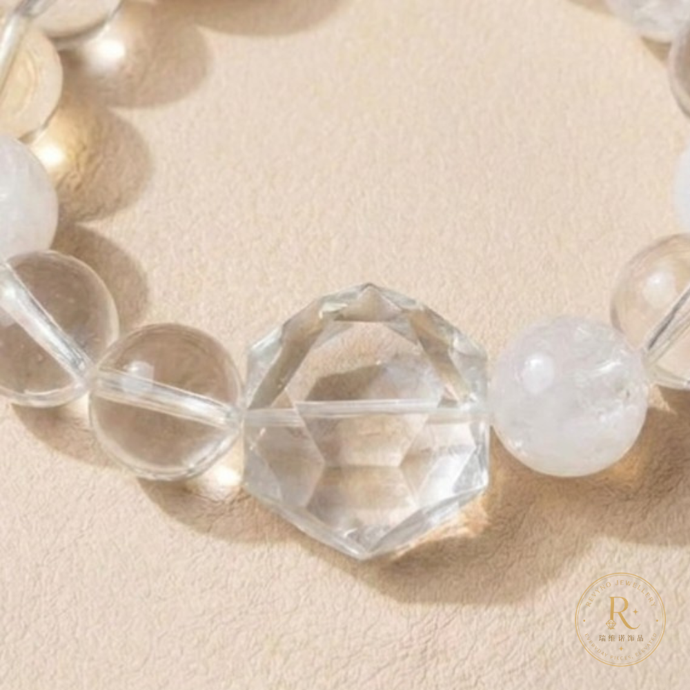 Clear Quartz & White Phantom Quartz Bracelet