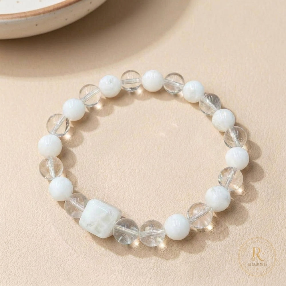 Clear Quartz & Snowflake Phantom Quartz Bracelet