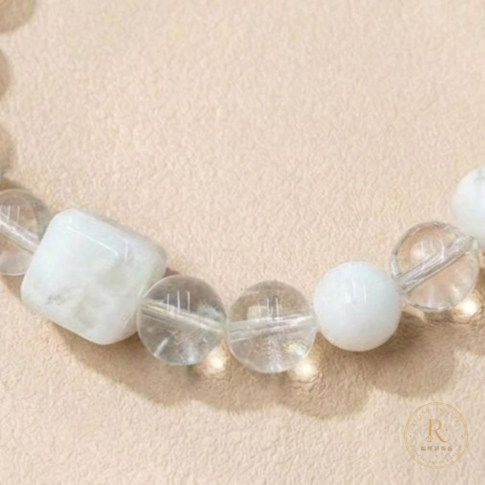 Clear Quartz & Snowflake Phantom Quartz Bracelet