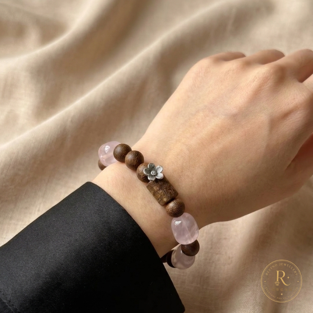 Rose Quartz & Agarwood Bracelet