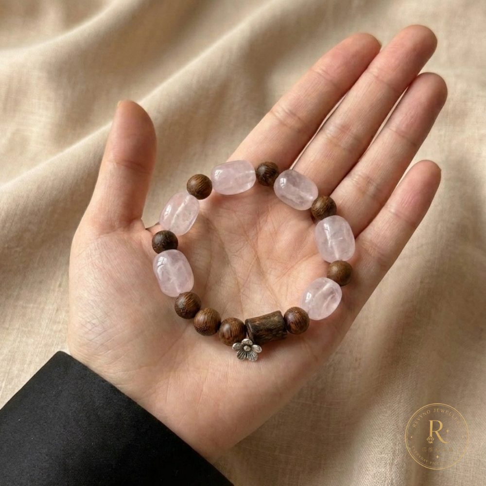 Rose Quartz & Agarwood Bracelet